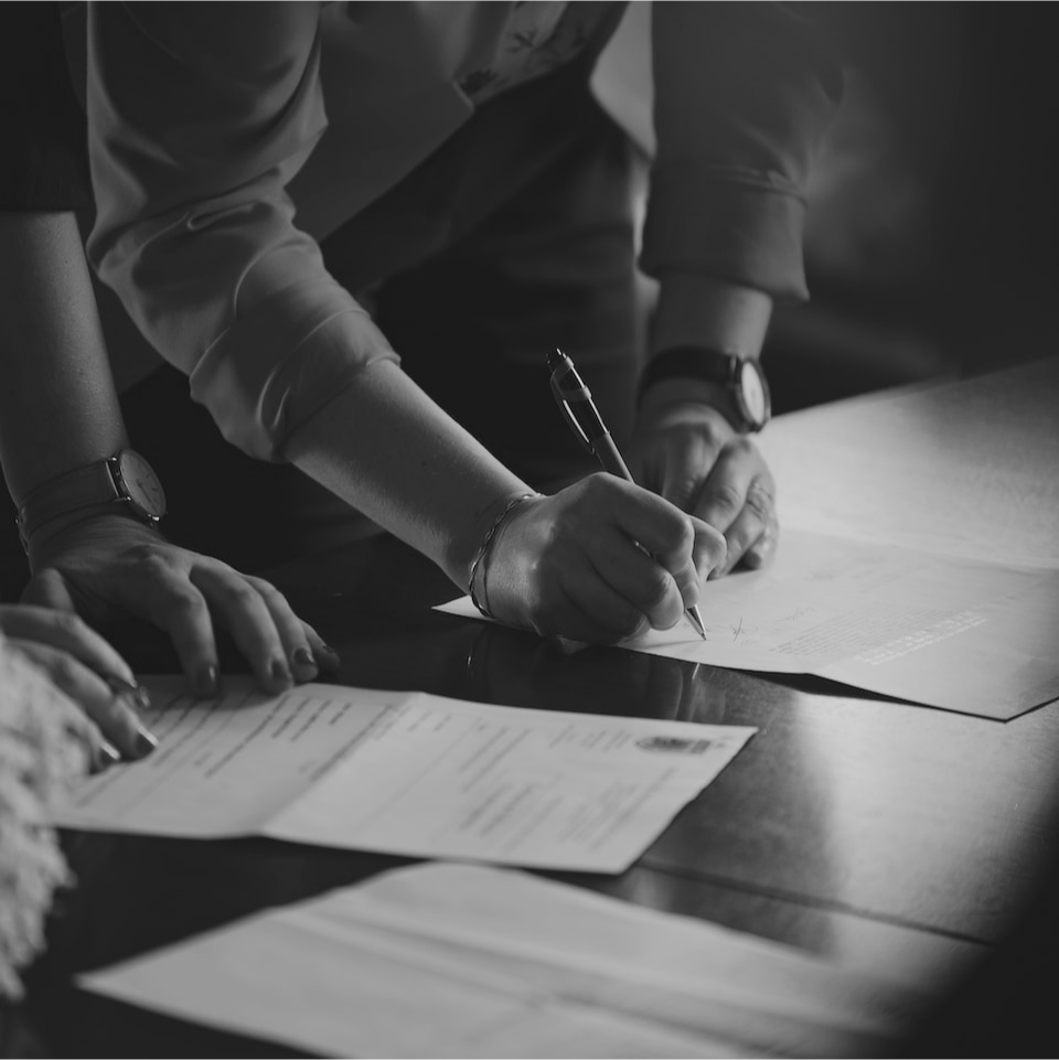 Two lawyers reviewing an auditor circle-up