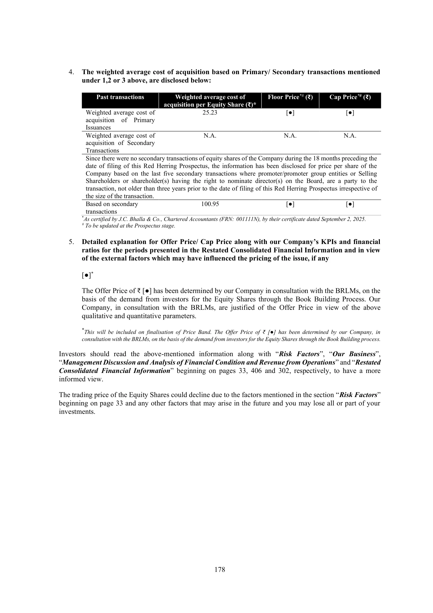 Urban Company — IPO RHP (2025), Weighted Average Cost of Acquisition